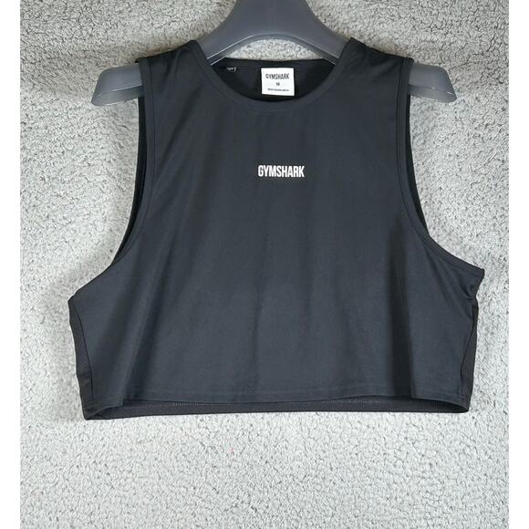 Gym Shark Logo Tank Top Women M Black Activewear Casual workout Gym sleeveless - Picture 7 of 10